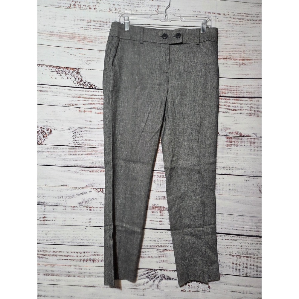 LOFT Womens Gray Linen Blend Slim Fit Dress Pants Size 4 Professional Trousers